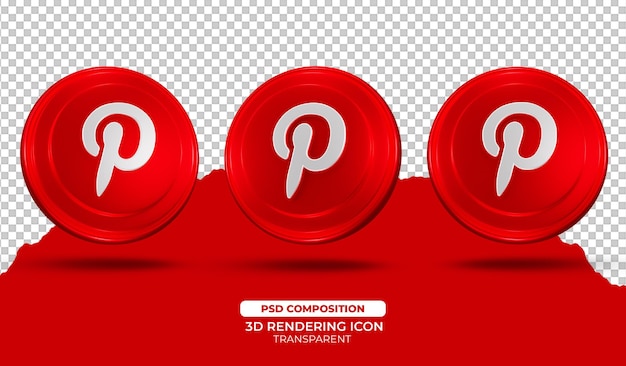 3d render pinterest icon design