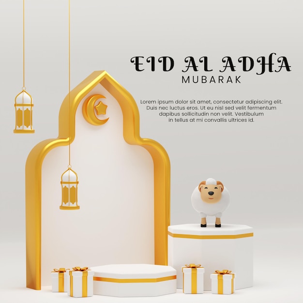 3d Render Podium Eid Al Adha Mubarak