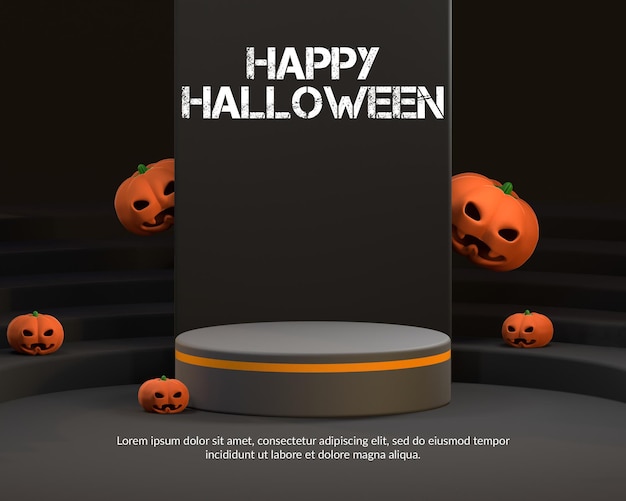 3d render of podium with halloween concept for Product display