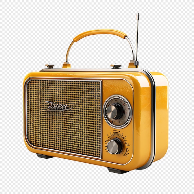 3d render portable radio on isolated transparent background