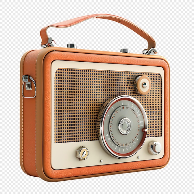 3d render portable radio on isolated transparent background