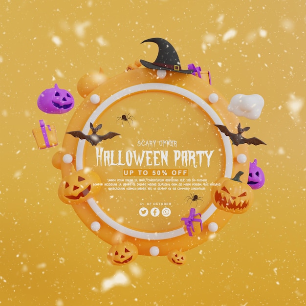 3d render of poster or frame with happy halloween concept for your product display