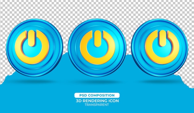 3d render power button icon illustration