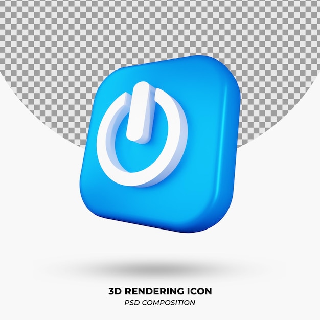 3D Render Power Icon Object