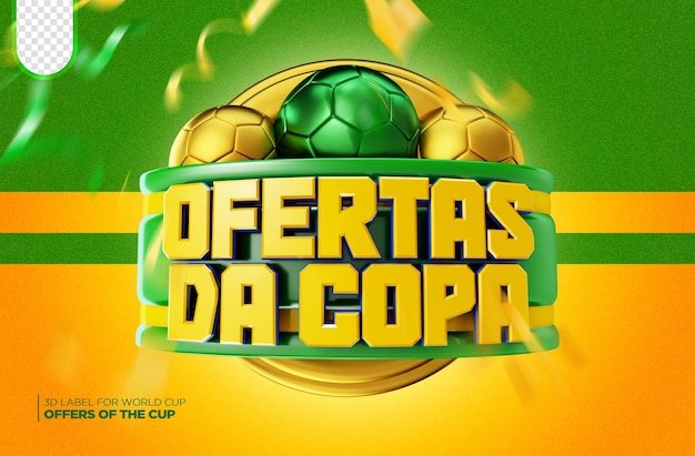 3d render promotional stamp for world cup campaigns brazil offers