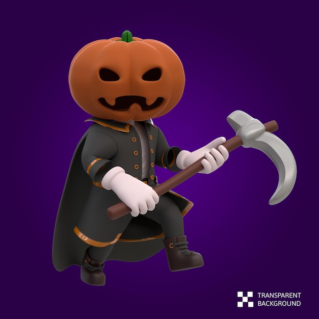 3D RENDER PUMPKIN HEAD HALLOWEEN CHARACTER