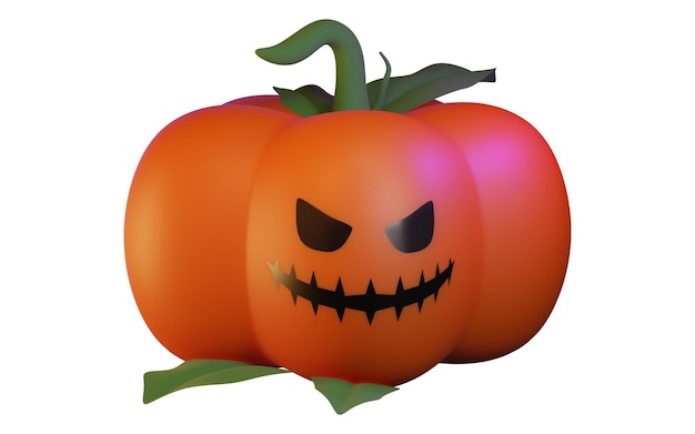 3d render of pumpkin with evil face Halloween celebration concept Isolated element