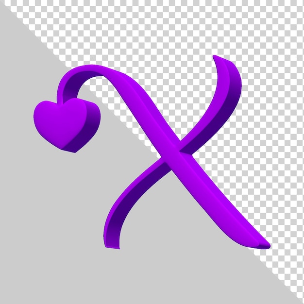 3d render purple alphabet letter x isolated