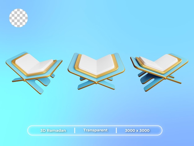 3D Render Ramadan and Eid Mubarak Illustration Islamic Book