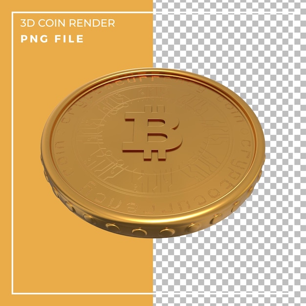 3d render realistic gold bitcoin front view