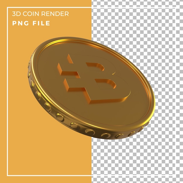 3d render realistic gold bytecoin perspective view