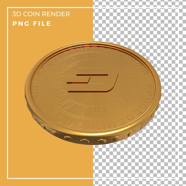 3d render realistic gold dashcoin front view