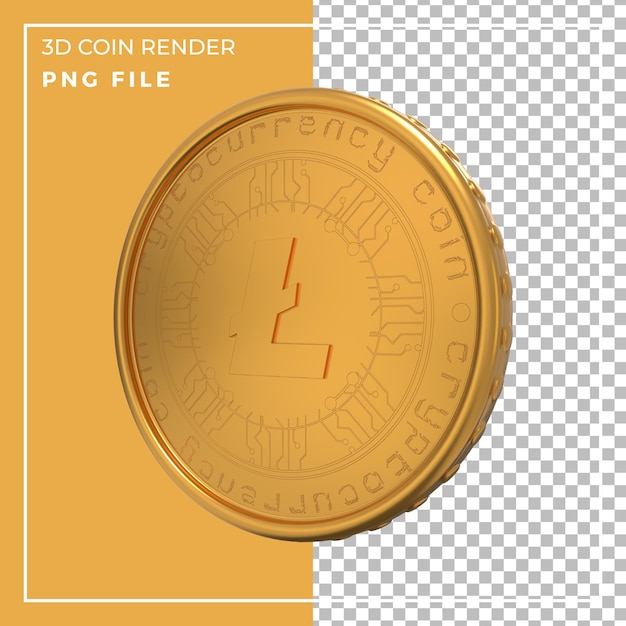 3d render realistic gold litecoin side view