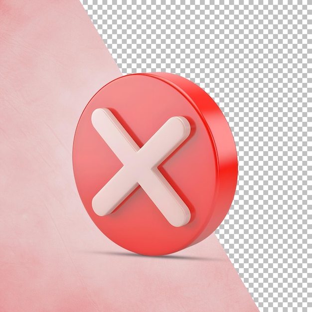 3d render red cancel sign icon wrong sign