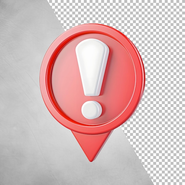 3d render Red Exclamation Icon on White Background for Attention Caution