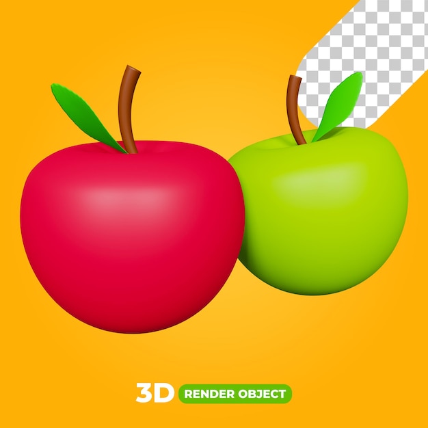 3D render of red and green apple