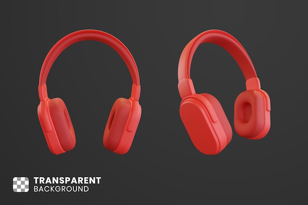 PSD 3d render of red headphones