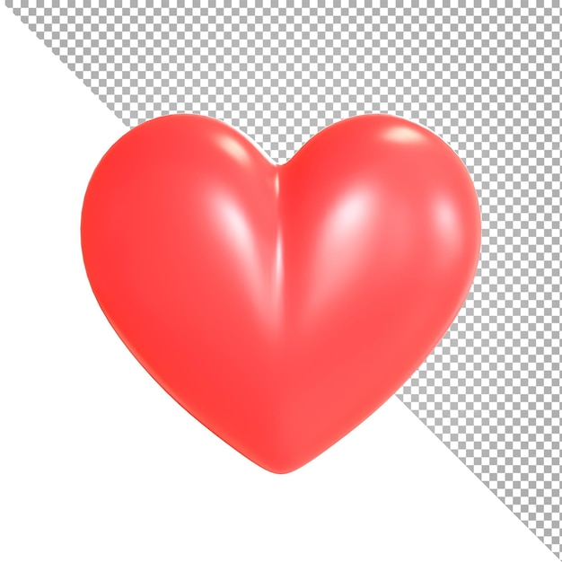 3d render of red heart on transparent background,clipping path