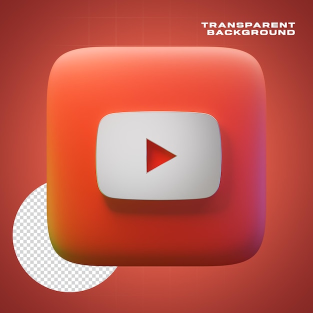 3d render red youtube icon