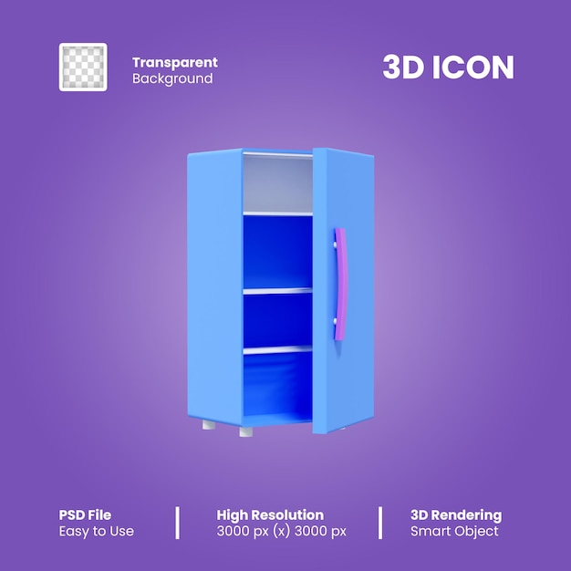 3d render refrigerator icon