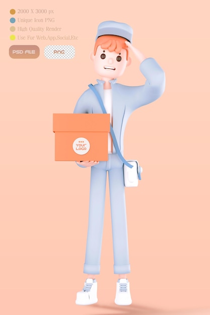 3d render rider delivery home delivery delivery man parcel box fast delivery deliver goods buy online by motorcycle buy online mockup image editable