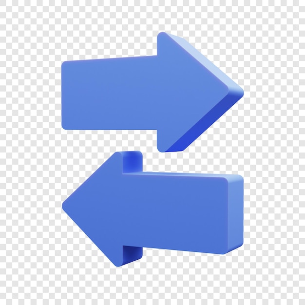 3d render, right and left arrow icon.