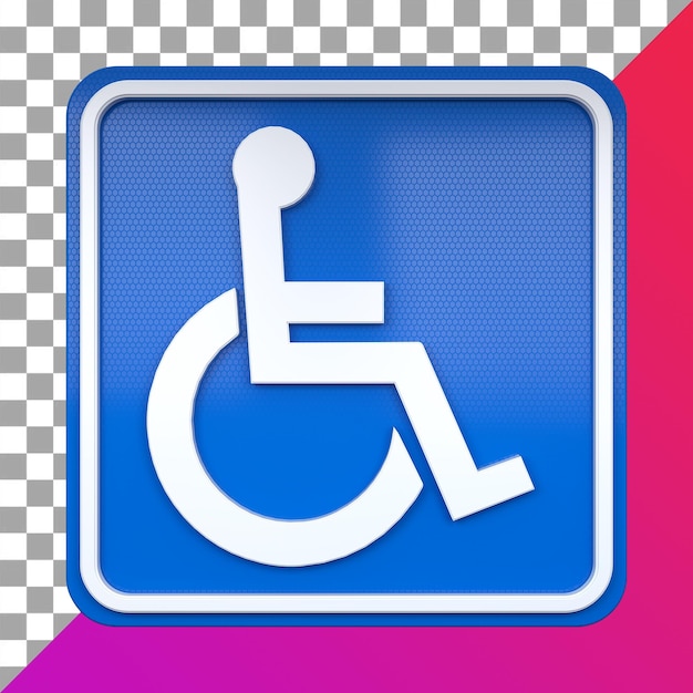 PSD 3d render of road traffic sign handicapped accessible with transparent background