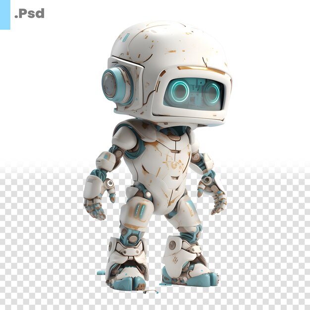 3D Render of a Robot with Crumpled Paper 3D Illustration PSD template