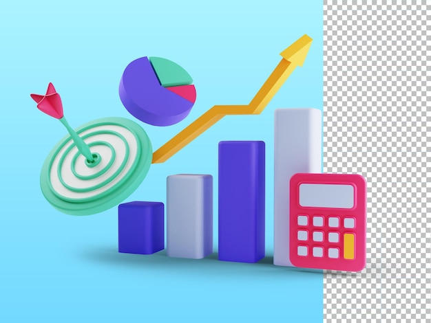 3d render of ROI concept Return on investment people managing financial chart profit income