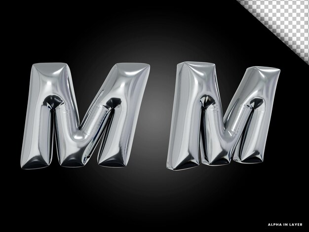 3d render of rose gold alphabet letter M balloon style