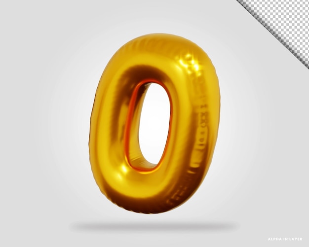 3d render of rose gold alphabet number 0 balloon style