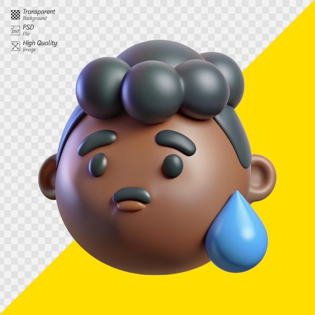 3D Render of a Sad Cartoon Character with a Teardrop