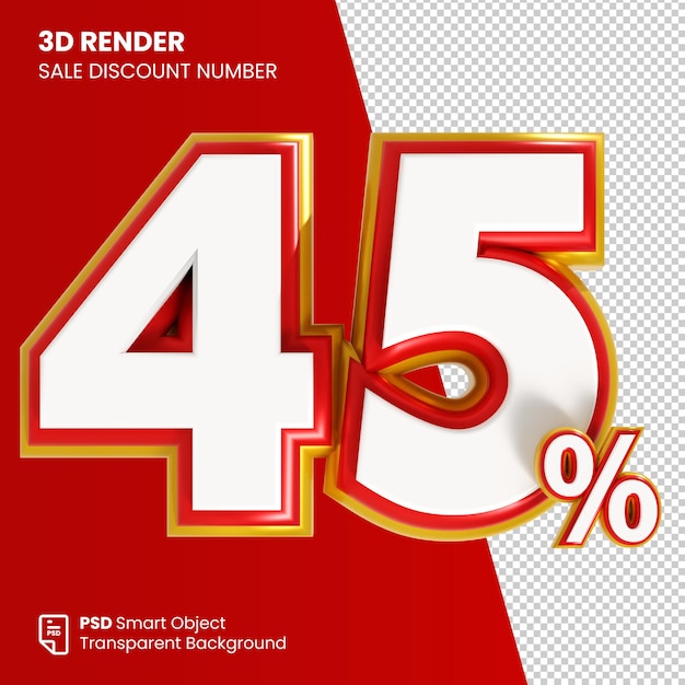 3D Render Sale Discount Number 45 Percent