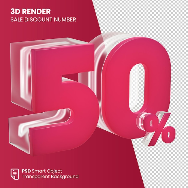 3D Render Sale Discount Number 50 Percent