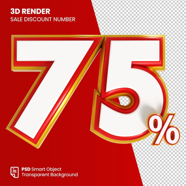 3D Render Sale Discount Number 75 Percent