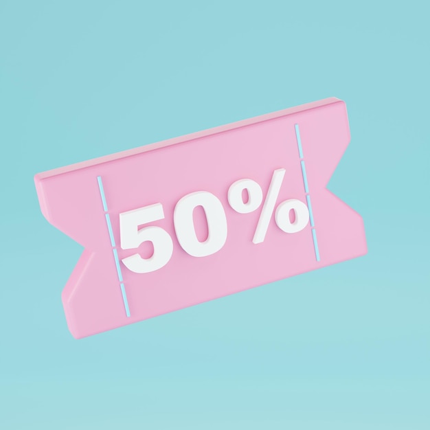 3d render Sale tag on pastel backgrounddiscount sale promotion in social media