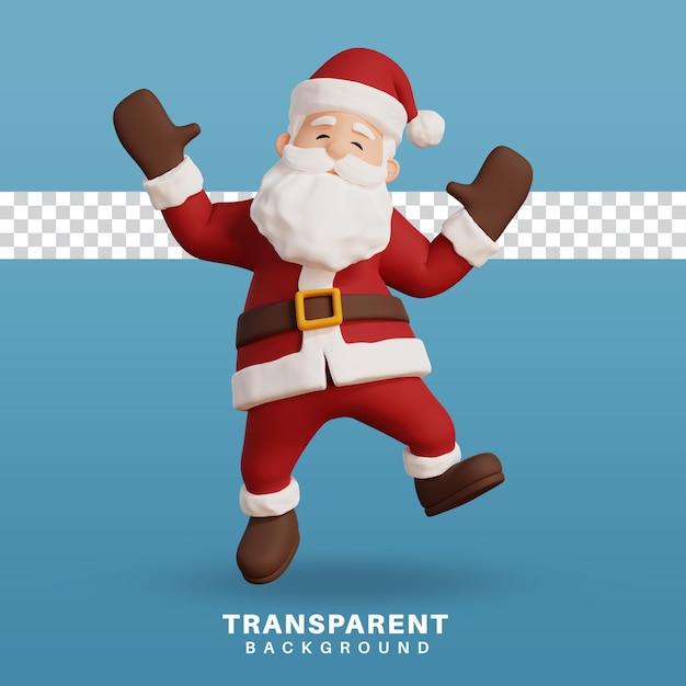 3d render santa character happy dancing pose