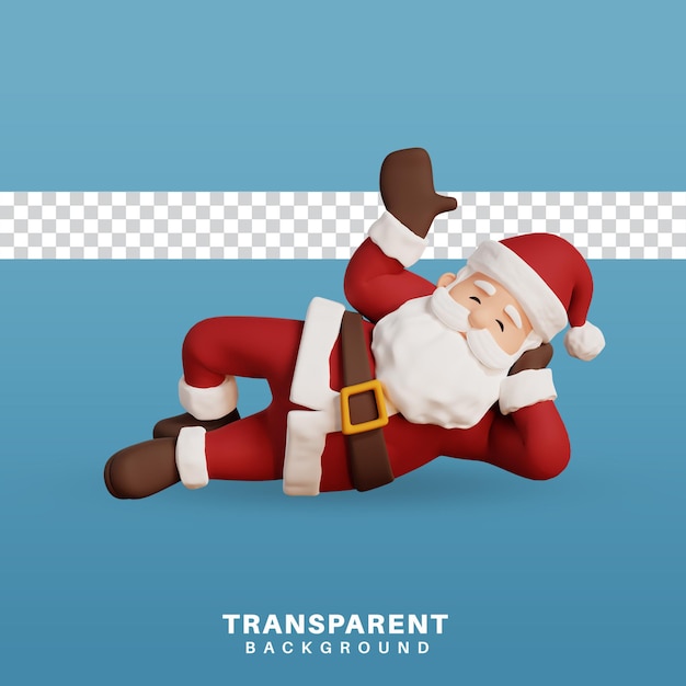 3d render santa character laying down