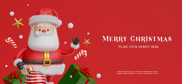 3d render of santa claus with decoration with merry christmas concept for your product display