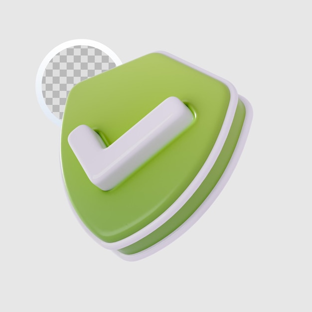 3d render security shield checkmark icon transparent background