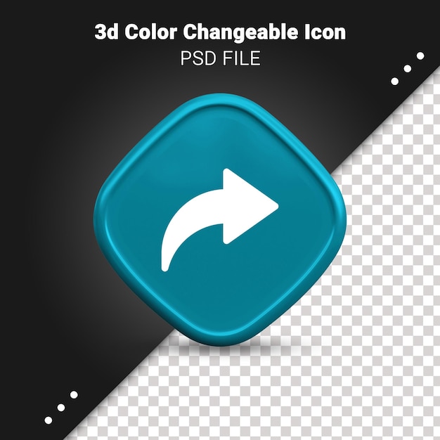 3d Render of share icon color changeable and fully editable