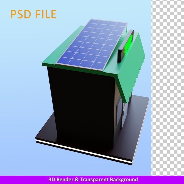 3d render shop with solar cell