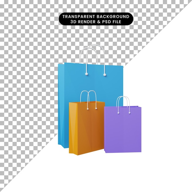 3d render shopping bag