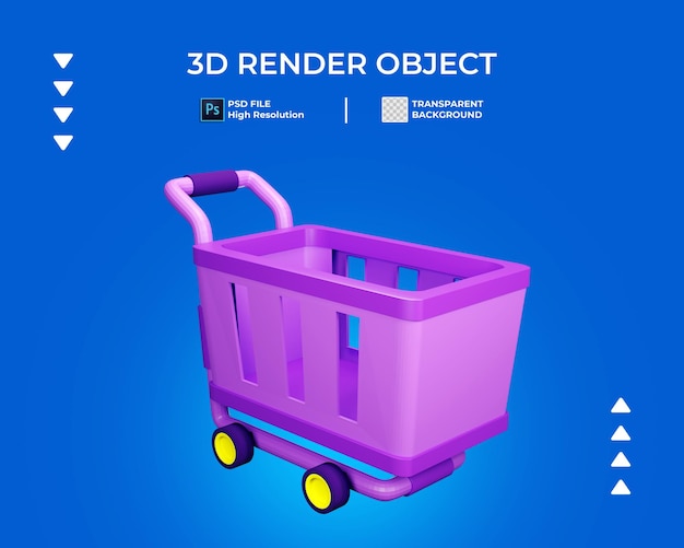 3d render of shopping trolley icon isolated