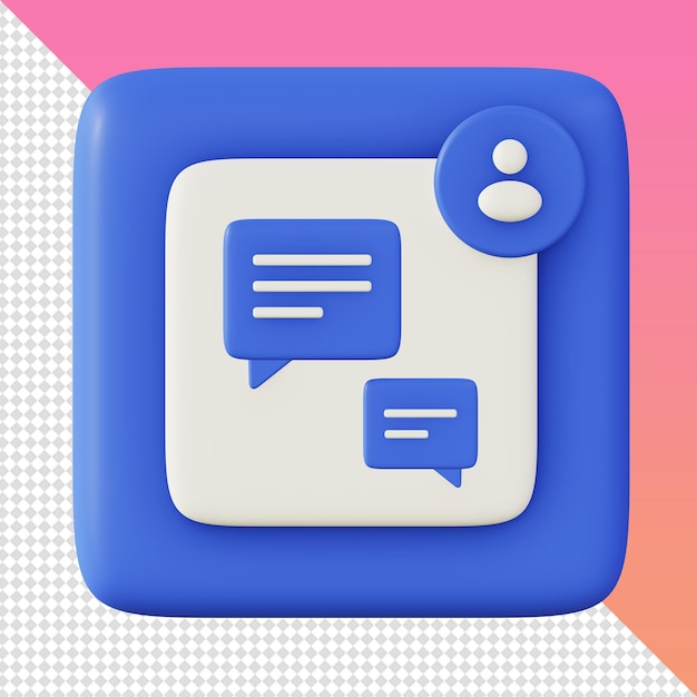 3d render simple blue people chat icons template for UI UX web mobile apps social media designs