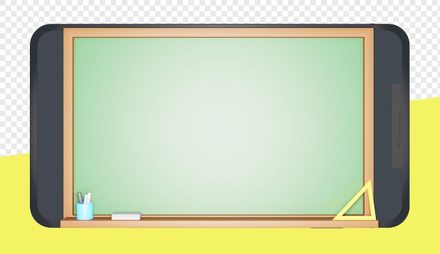 3d render of smartphone with blackboard for online education isolated