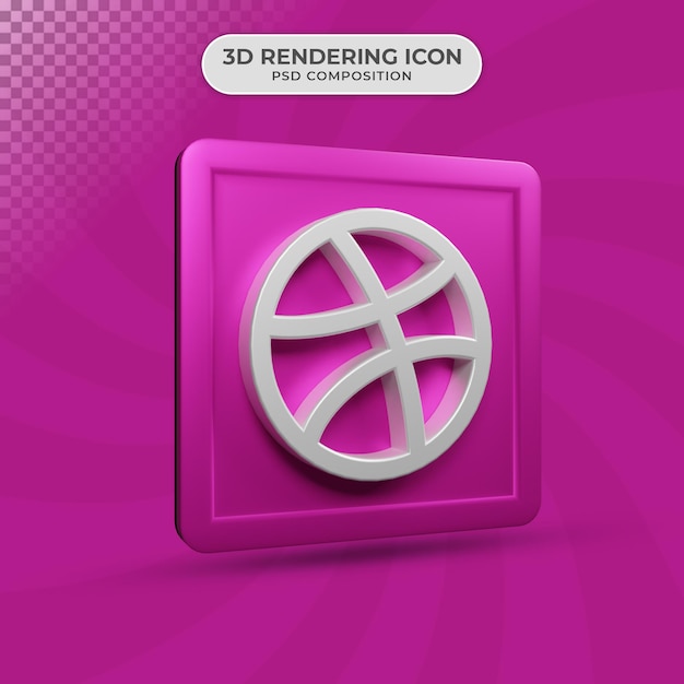 3d render of social media dribble icon design