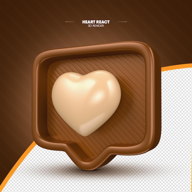 3d render social media like react with chocolate texture