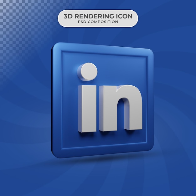 3d render of social media linkedin icon design