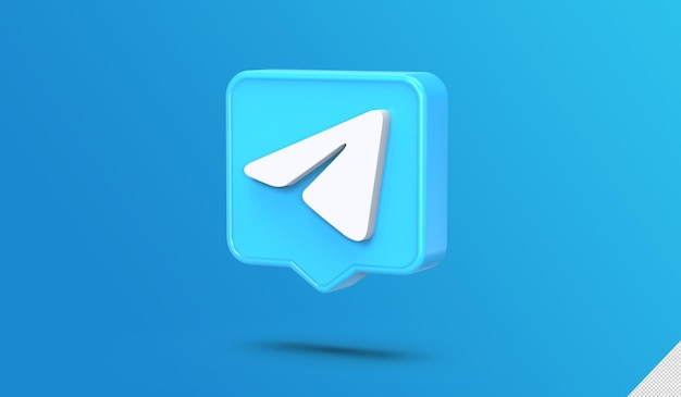 3D render of social media telegram logo with chat box design